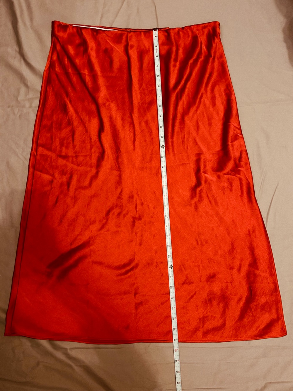 Madewell satin Women's Red Satin Midi Skirt Size 14